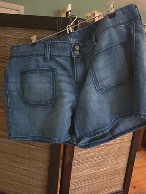 Blue Denim Shorts with Front Patch Pockets